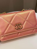 Chanel 19 Wallet On Chain Coral Iridescent