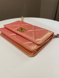 Chanel 19 Wallet On Chain Coral Iridescent