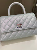 Chanel 21K Quilted Coco Handle Blue Iridescent Caviar