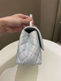 Chanel 21K Quilted Coco Handle Blue Iridescent Caviar