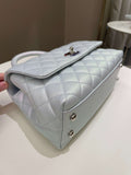 Chanel 21K Quilted Coco Handle Blue Iridescent Caviar