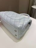 Chanel 21K Quilted Coco Handle Blue Iridescent Caviar