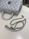 Chanel 21K Quilted Coco Handle Blue Iridescent Caviar
