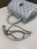 Chanel 21K Quilted Coco Handle Blue Iridescent Caviar