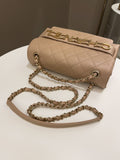 Chanel C H A N E L Lettering Flap Dark Beige Calfskin