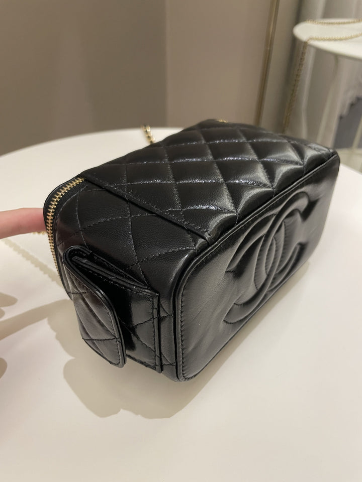 Chanel Polly Pocket Multi Pocket Vanity Case Bag Black Lambskin
