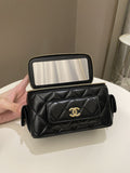 Chanel Polly Pocket Multi Pocket Vanity Case Bag Black Lambskin