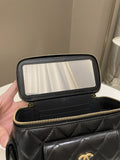 Chanel Polly Pocket Multi Pocket Vanity Case Bag Black Lambskin