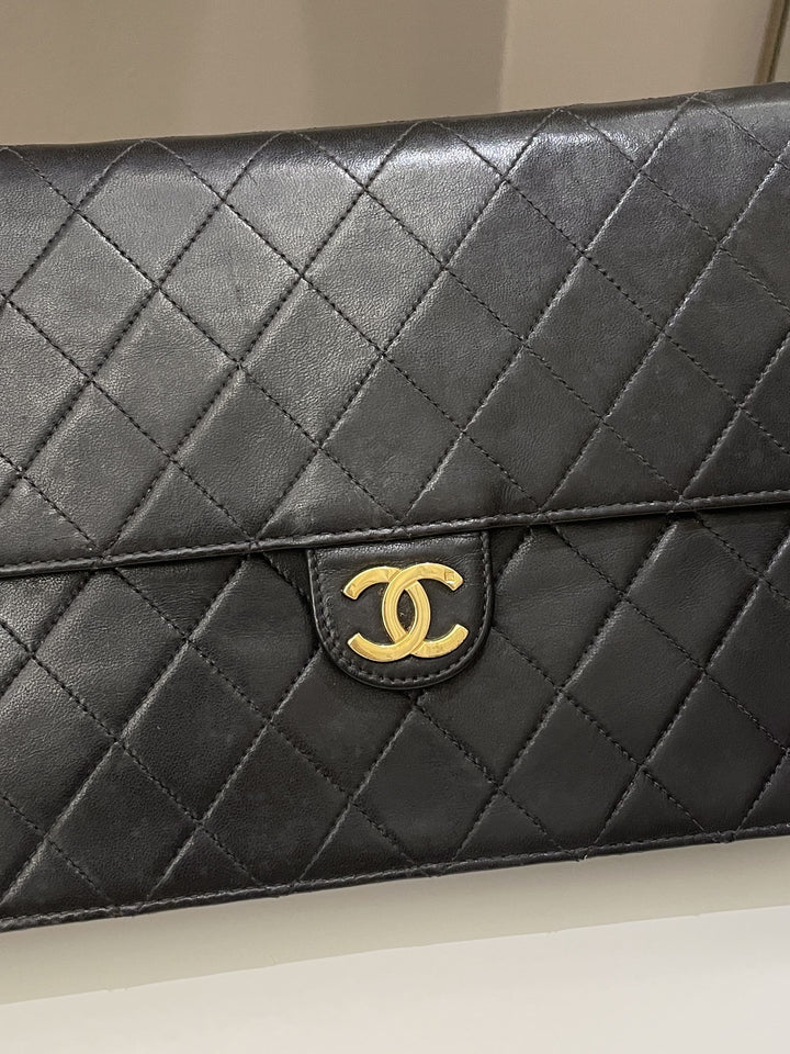 Chanel Vintage Quilted Flap Bag Black Lambskin