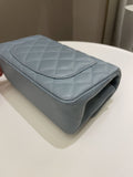 Chanel 18C Quilted Mini Rectangular Ash Blue Green Iridescent Caviar