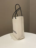 Chanel Vertical Shopping Bag Ivory / Black Calfskin