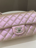 Chanel 21K Quilted Mini Rectangular Iridescent Pink Calfskin