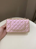 Chanel 21K Quilted Mini Rectangular Iridescent Pink Calfskin