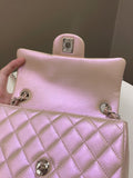 Chanel 21K Quilted Mini Rectangular Iridescent Pink Calfskin