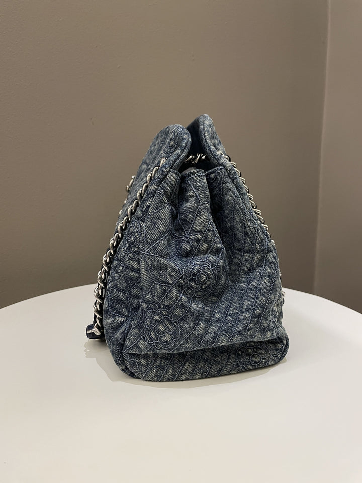 Chanel Camellia Mademoiselle Bag Blue Denim