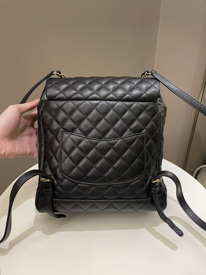 Chanel Quilted Urban Spirit Backpack Black Calfskin