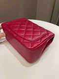 Chanel 18B Classic Quilted Mini Square Red Caviar