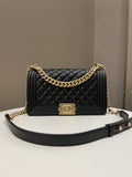 Chanel Quilted Boy Old Medium Black Caviar