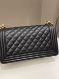Chanel Quilted Boy Old Medium Black Caviar