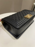 Chanel Quilted Boy Old Medium Black Caviar