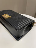 Chanel Quilted Boy Old Medium Black Caviar