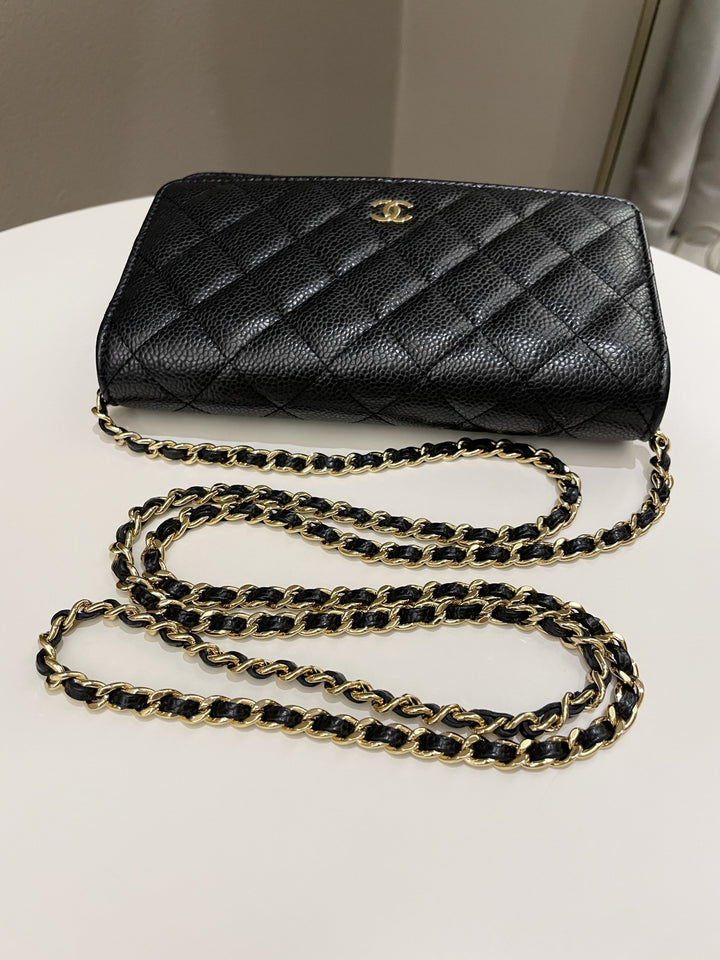 Chanel Classic Quilted Wallet on Chain Black Caviar