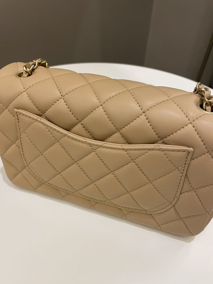 Chanel Pearl Crush Quilted Mini Rectangular Beige Lambskin