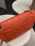 Chanel Quilted Cc Flap Bag Vermillion Lambskin