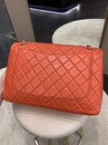 Chanel Quilted Cc Flap Bag Vermillion Lambskin