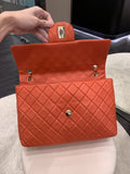 Chanel Quilted Cc Flap Bag Vermillion Lambskin