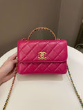 Chanel 23P Quilted Top Handle Flap Chain Rose
