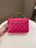 Chanel 23P Quilted Top Handle Flap Chain Rose