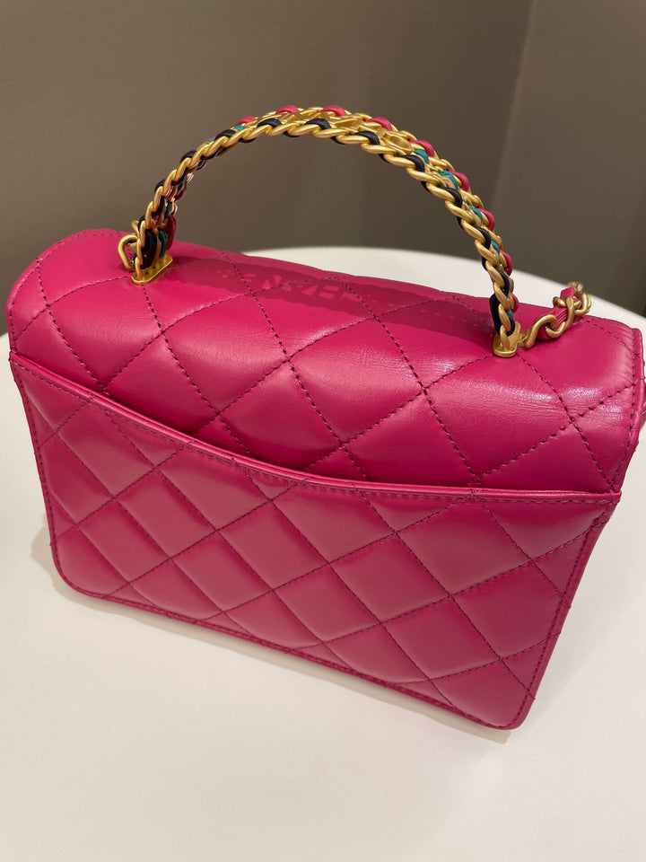 Chanel 23P Quilted Top Handle Flap Chain Rose