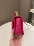 Chanel 23P Quilted Top Handle Flap Chain Rose