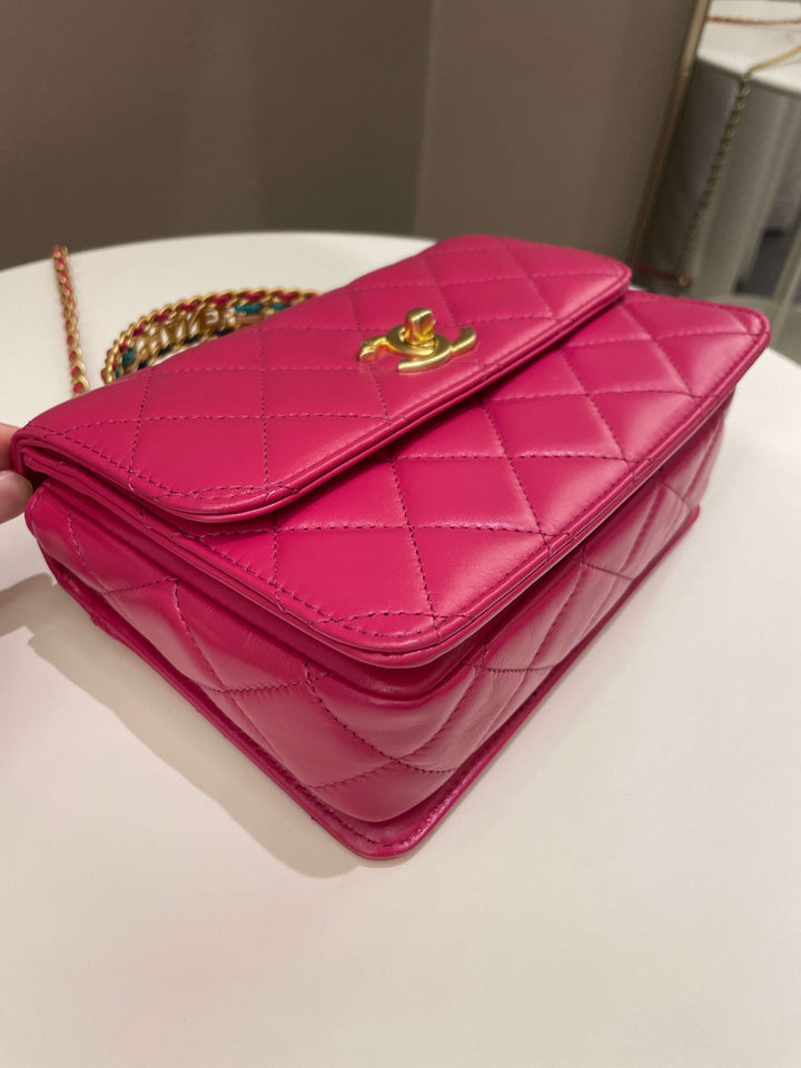 Chanel 23P Quilted Top Handle Flap Chain Rose