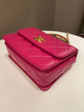 Chanel 23P Quilted Top Handle Flap Chain Rose