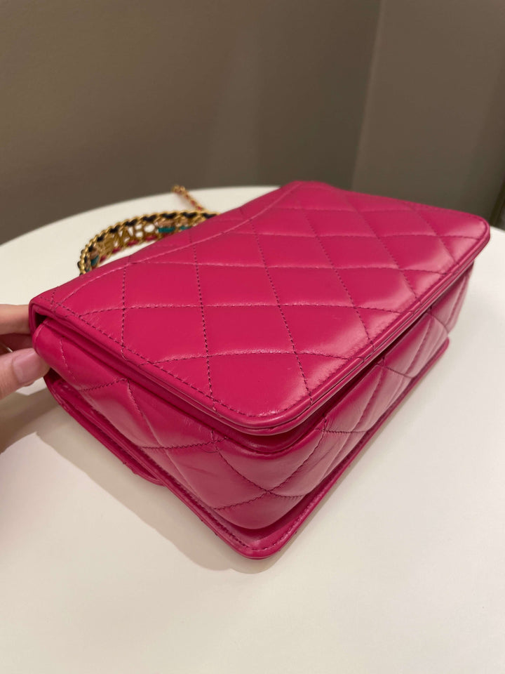 Chanel 23P Quilted Top Handle Flap Chain Rose