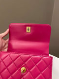 Chanel 23P Quilted Top Handle Flap Chain Rose