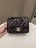 Chanel Classic Quilted Mini Square Dark Purple Lambskin