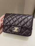 Chanel Classic Quilted Mini Square Dark Purple Lambskin