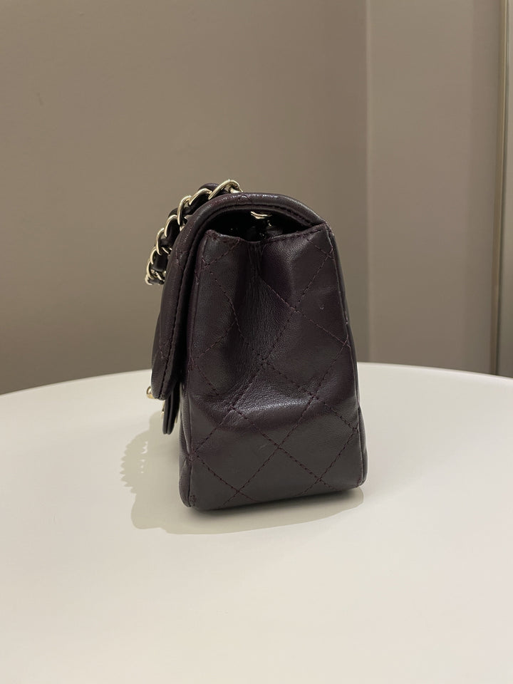 Chanel Classic Quilted Mini Square Dark Purple Lambskin