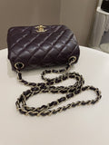Chanel Classic Quilted Mini Square Dark Purple Lambskin