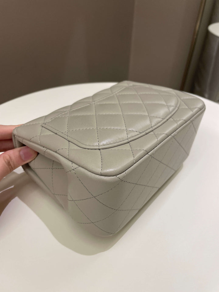 Chanel Classic Quilted Mini Square Grey Lambskin