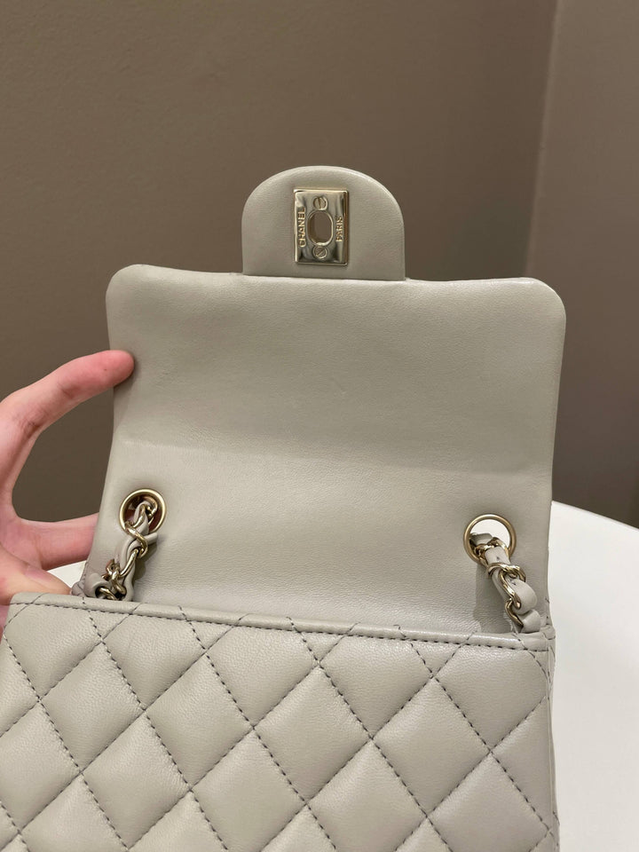 Chanel Classic Quilted Mini Square Grey Lambskin