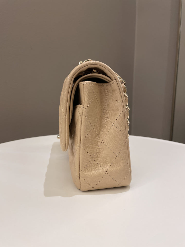 Chanel Classic Quilted Medium Double Flap Beige Caviar