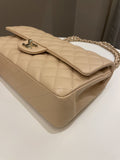 Chanel Classic Quilted Medium Double Flap Beige Caviar