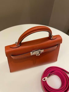 Hermes Mini Kelly 20 Cuivre Chèvre / Rose Mexico