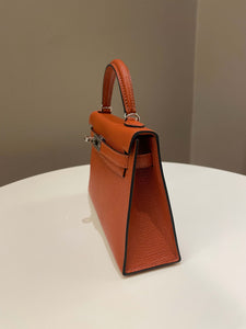 Hermes Mini Kelly 20 Cuivre Chèvre / Rose Mexico