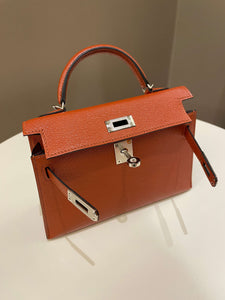 Hermes Mini Kelly 20 Cuivre Chèvre / Rose Mexico