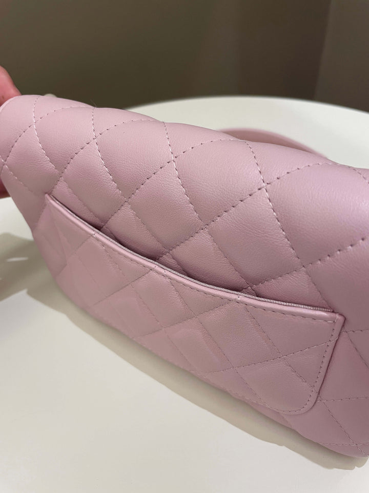 Chanel 21S Quilted Wallet On Chain With Pearl Baby Pink Lambskin